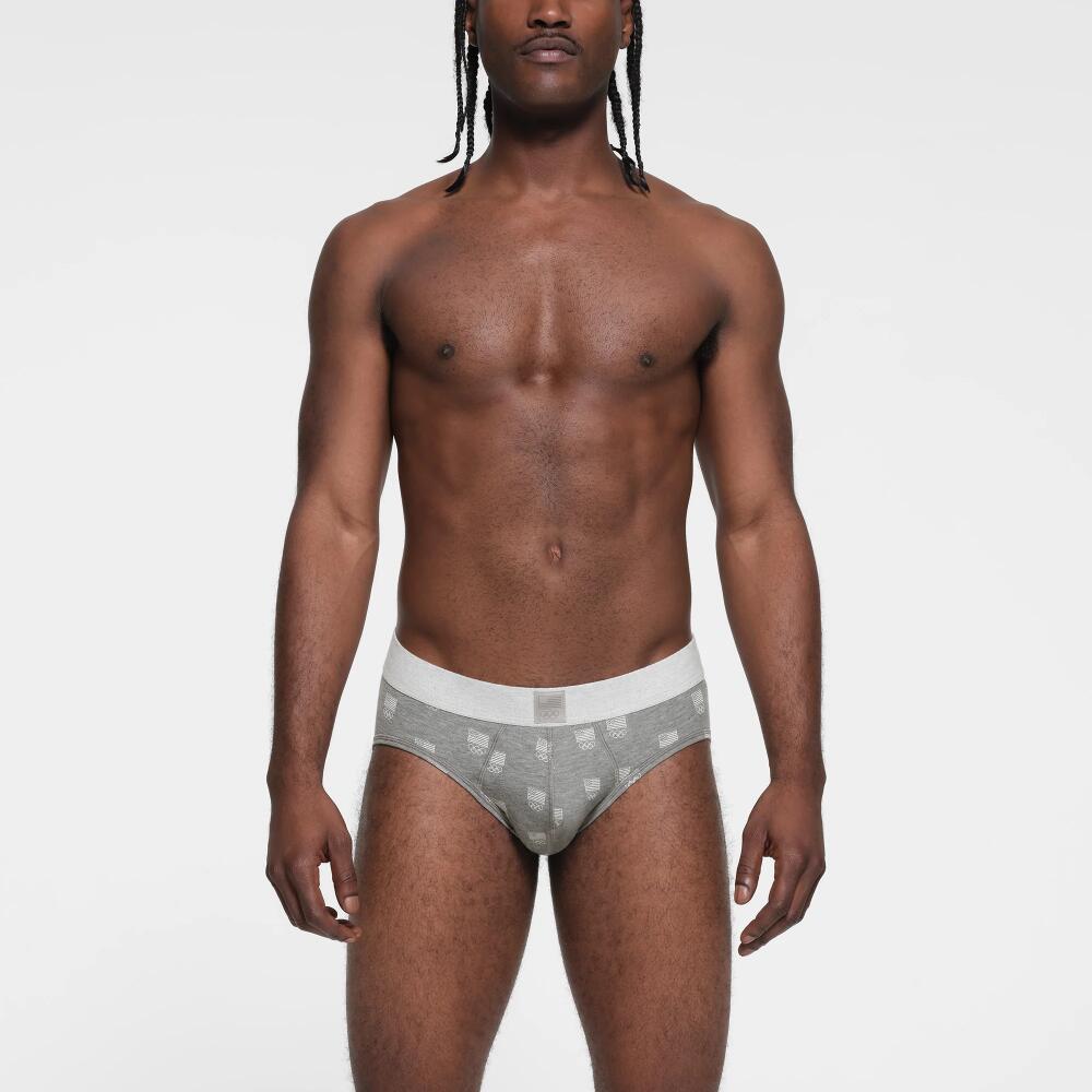 SKIMS Cotton Mens Olympic Brief | Grey | 3XL | SKIMS For Team Usa Cover