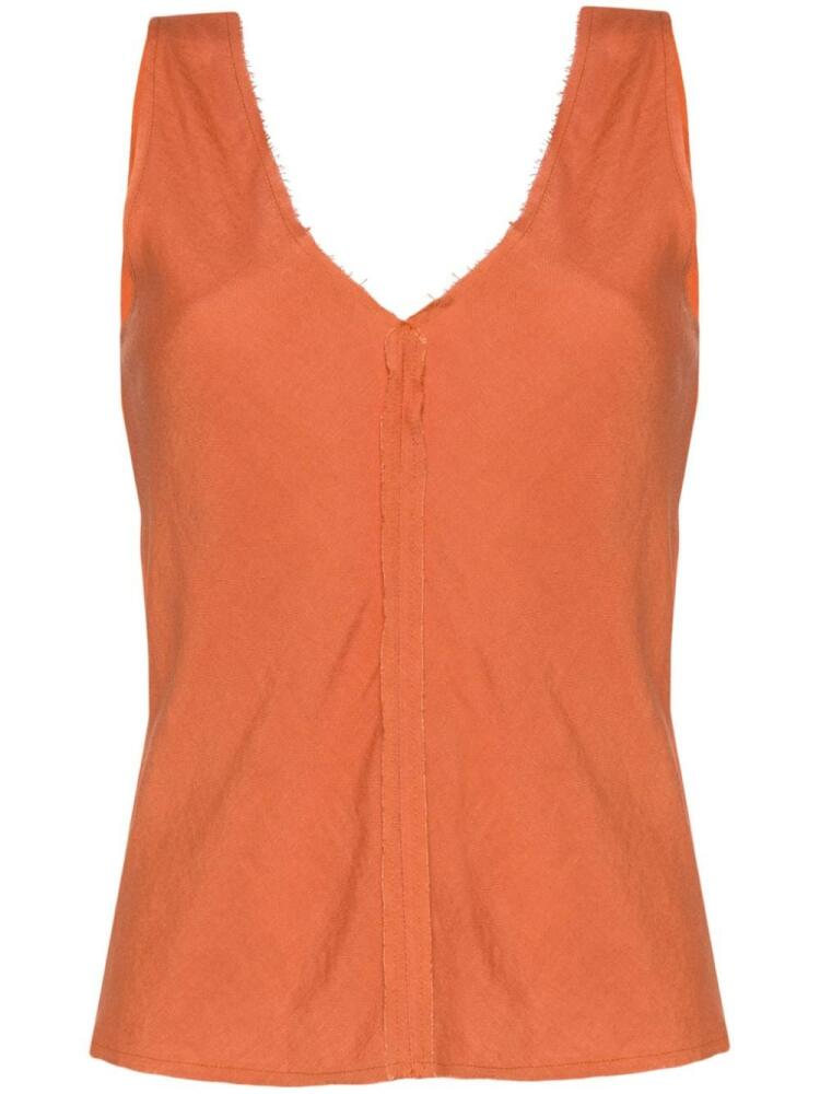 VOZ V-neck seam-detailing top - Orange Cover