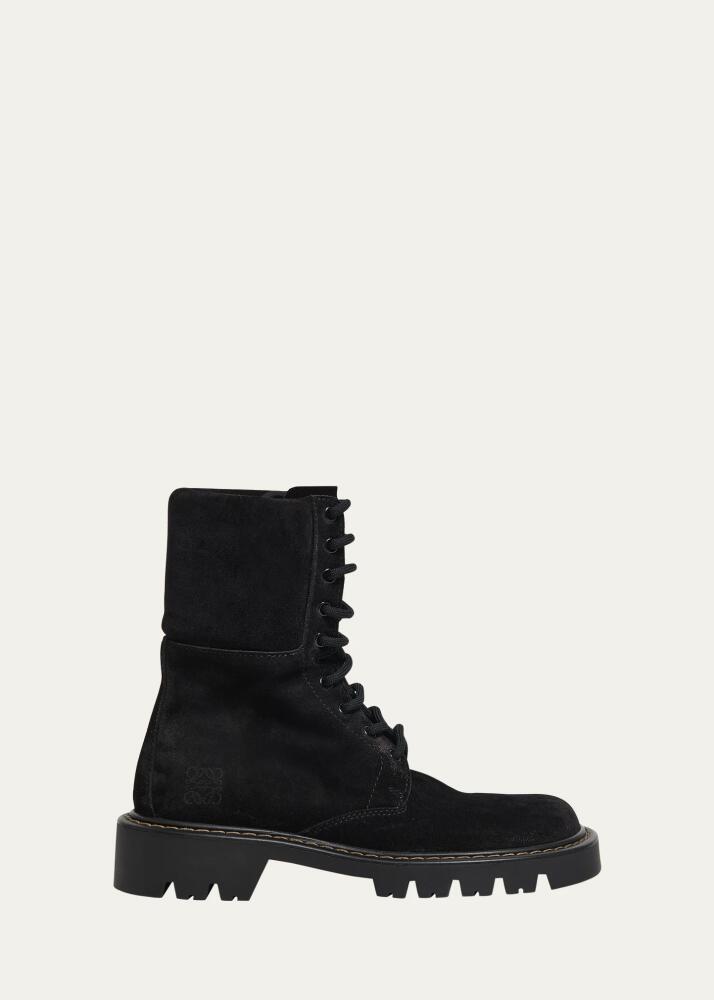 Loewe Sierra Suede Lace-Up Combat Boots Cover