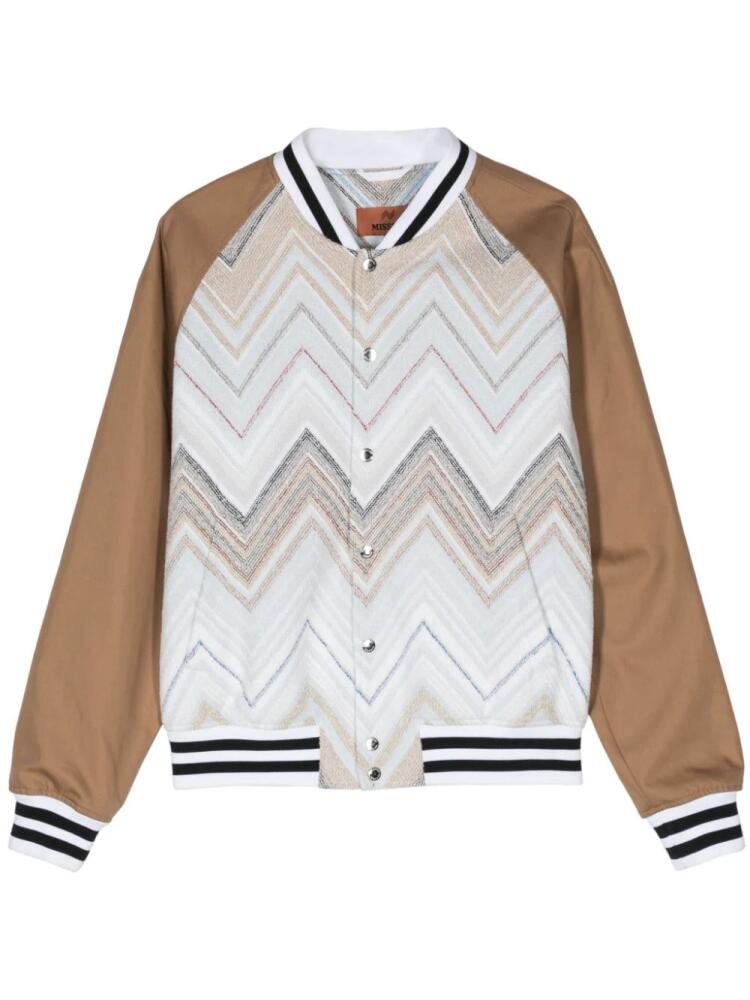 Missoni chevron-jacquard towelly bomber jacket - Neutrals Cover