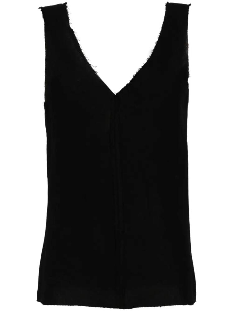 VOZ V-neck linen top - Black Cover