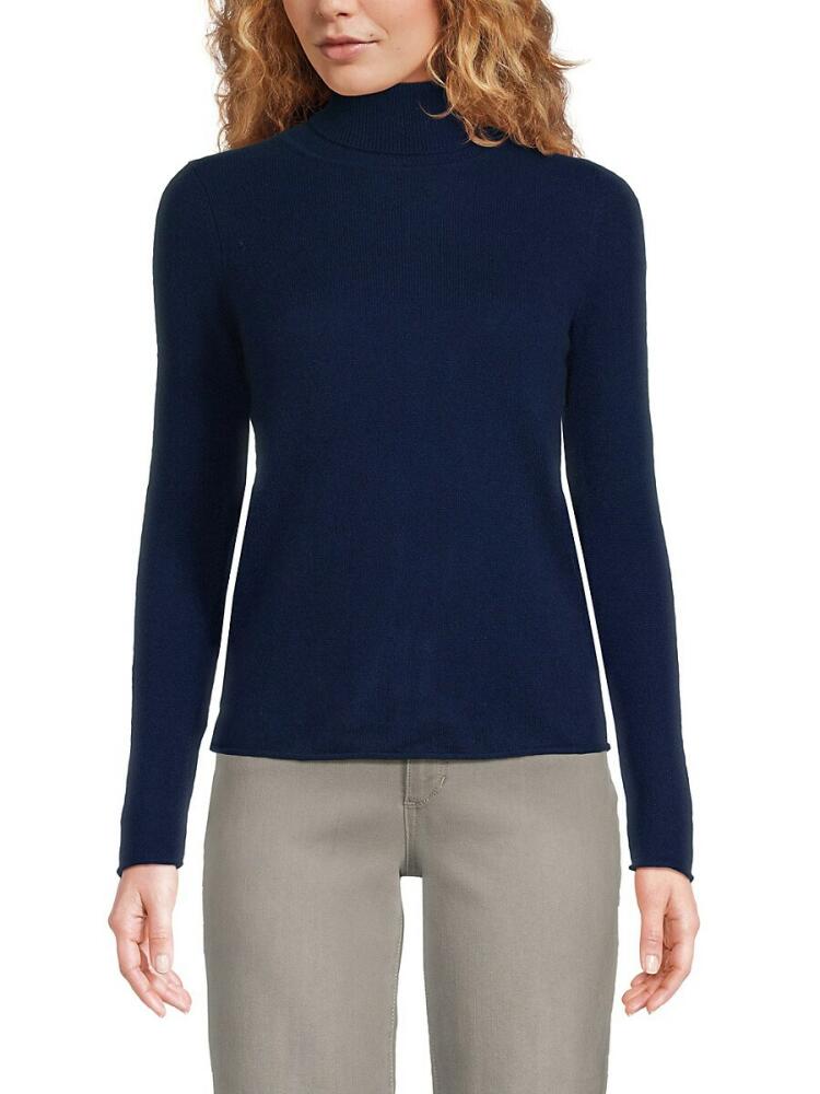 Sofia Cashmere Women's Cashmere Turtleneck Sweater - Navy Cover