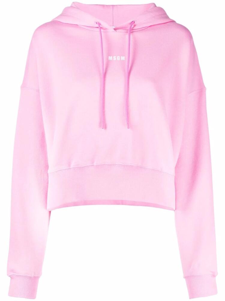 MSGM logo-print hoodie - Pink Cover