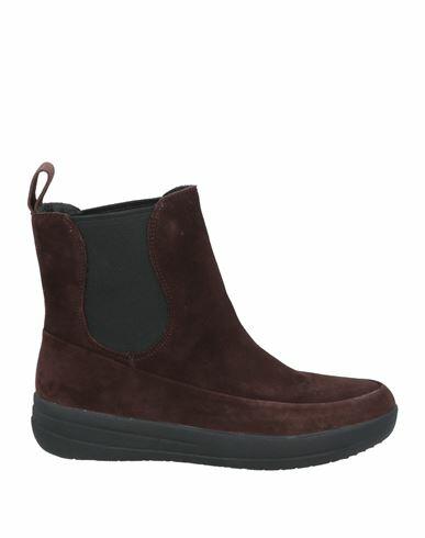 Fitflop Woman Ankle boots Dark brown Leather, Elastic fibres Cover