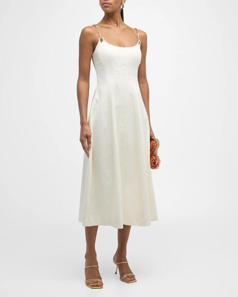 Cult Gaia Kendra Chain-Strap Cotton Sateen Midi Dress Cover