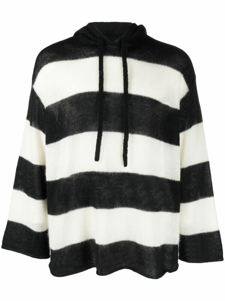 Sunnei striped intarsia knit hoodie - Black Cover