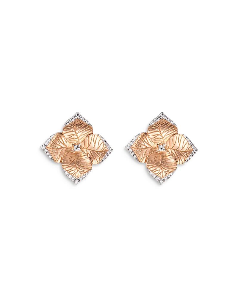 Piranesi 18K Rose Gold Oro Fiore Diamond Flower Large Stud Earrings Cover