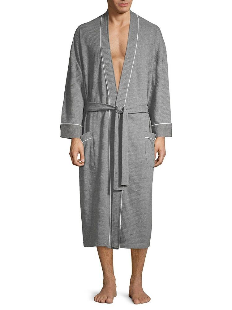 Saks Fifth Avenue Men's Waffle Knit Robe - Fog Cover