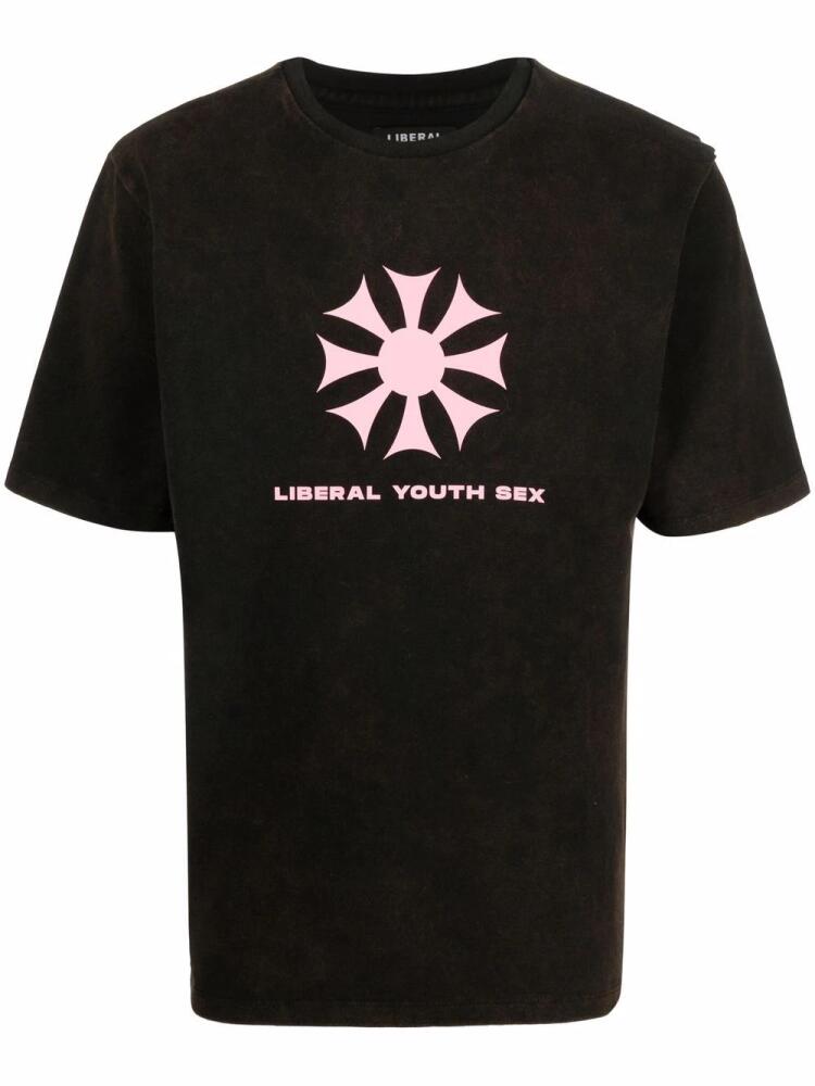 Liberal Youth Ministry logo-print cotton T-shirt - Black Cover