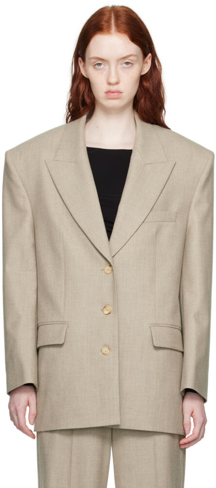 Magda Butrym Taupe Peaked Lapel Blazer Cover