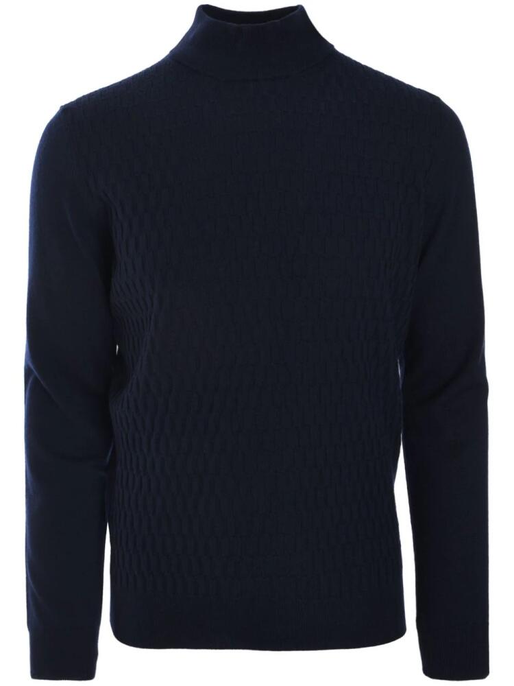 Corneliani checkerboard-knit jumper - Blue Cover