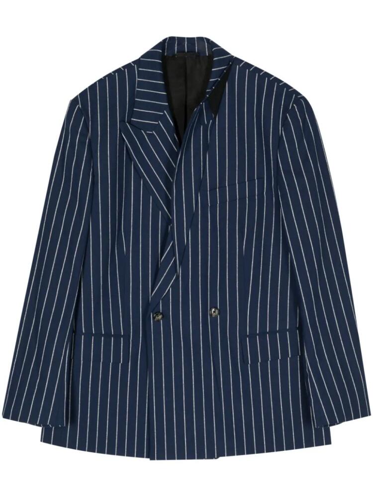 marina yee striped double-breasted blazer - Blue Cover