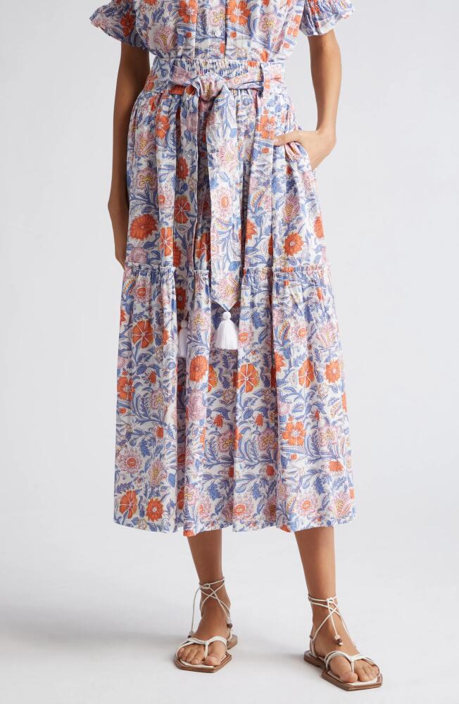 MILLE Franoise Floral Stripe Cotton Skirt in Newport Floral Cover