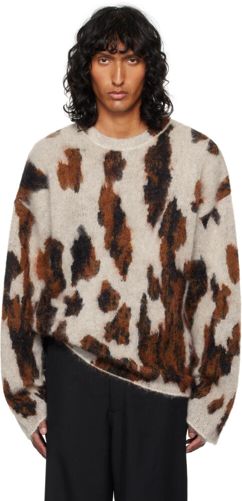 Achilles Ion Gabriel White & Brown Entourage Mohair Knit Sweater Cover