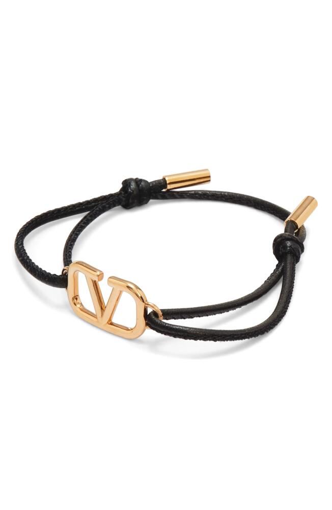 Valentino Garavani Men's VLOGO Leather Slider Bracelet in Nero Cover