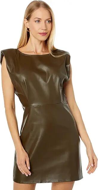 en saison Lana Shoulder Pad Mini Dress (Olive) Women's Clothing Cover