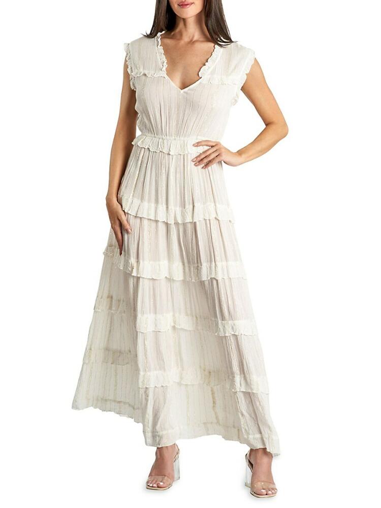 La Moda Clothing Women's Ruffle Tiered Maxi Dress - White Cover