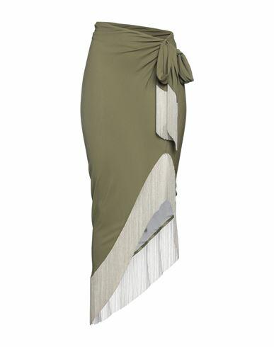 Balmain Woman Midi skirt Military green Viscose Cover