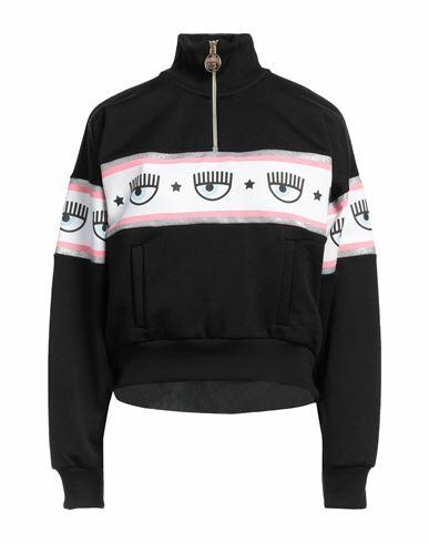 Chiara Ferragni Woman Sweatshirt Black Polyester, Cotton Cover