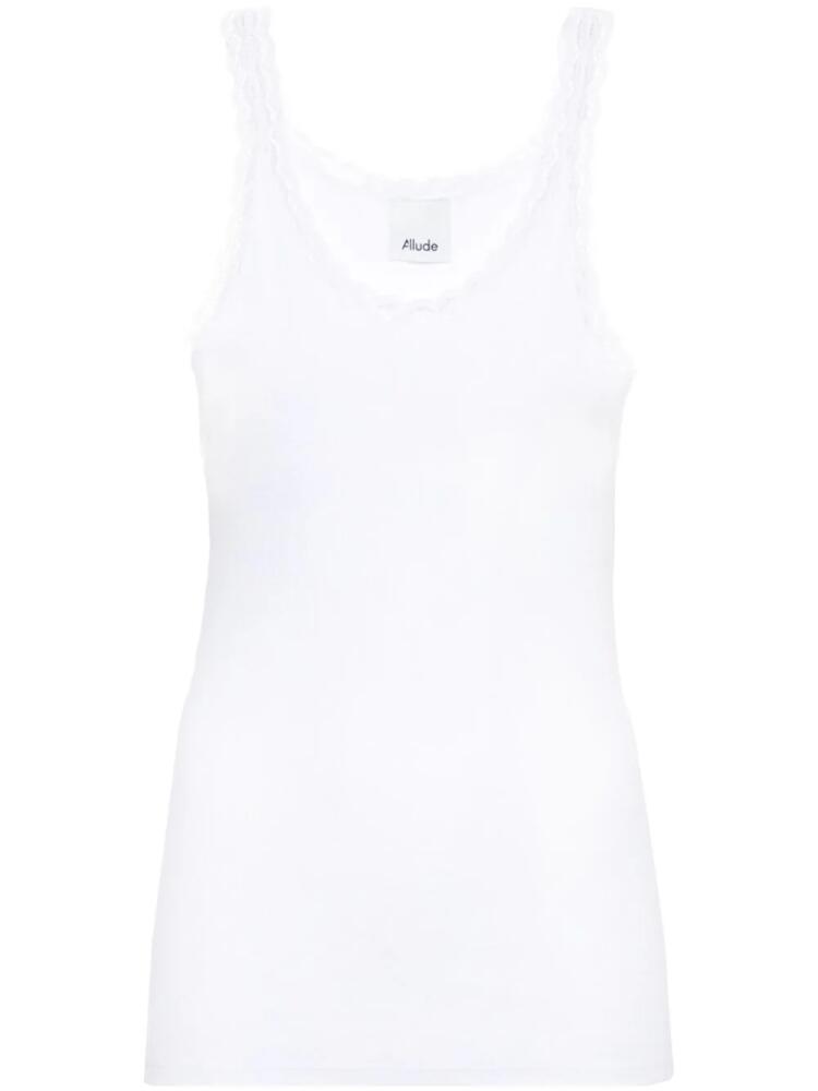 Allude lace-trim ribbed tank top - White Cover