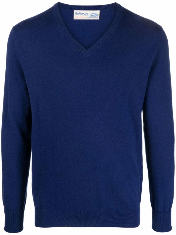 Ballantyne V-neck cashmere jumper - Blue Cover