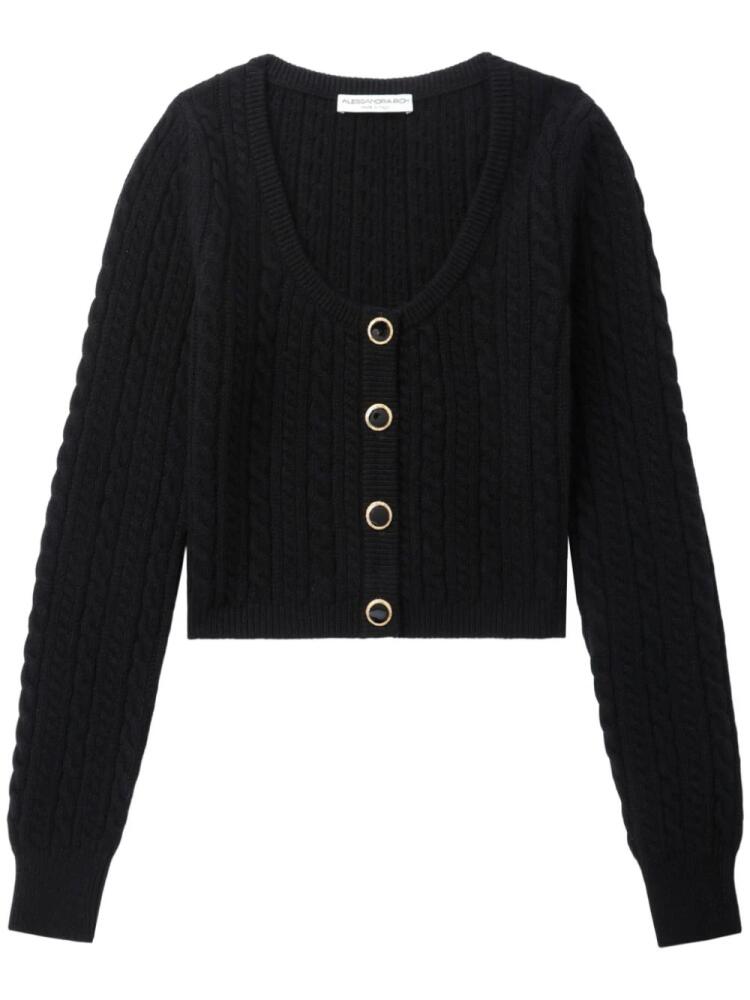 Alessandra Rich wool cable-knit cardigan - Black Cover