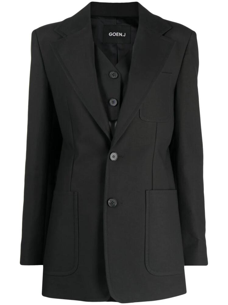 Goen.J notched-lapels single-breasted blazer - Black Cover