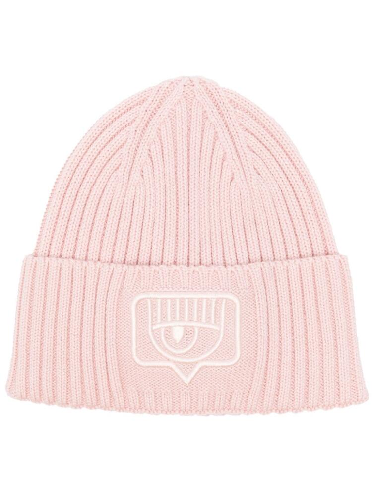 Chiara Ferragni Eyelike-embroidered ribbed beanie - Pink Cover