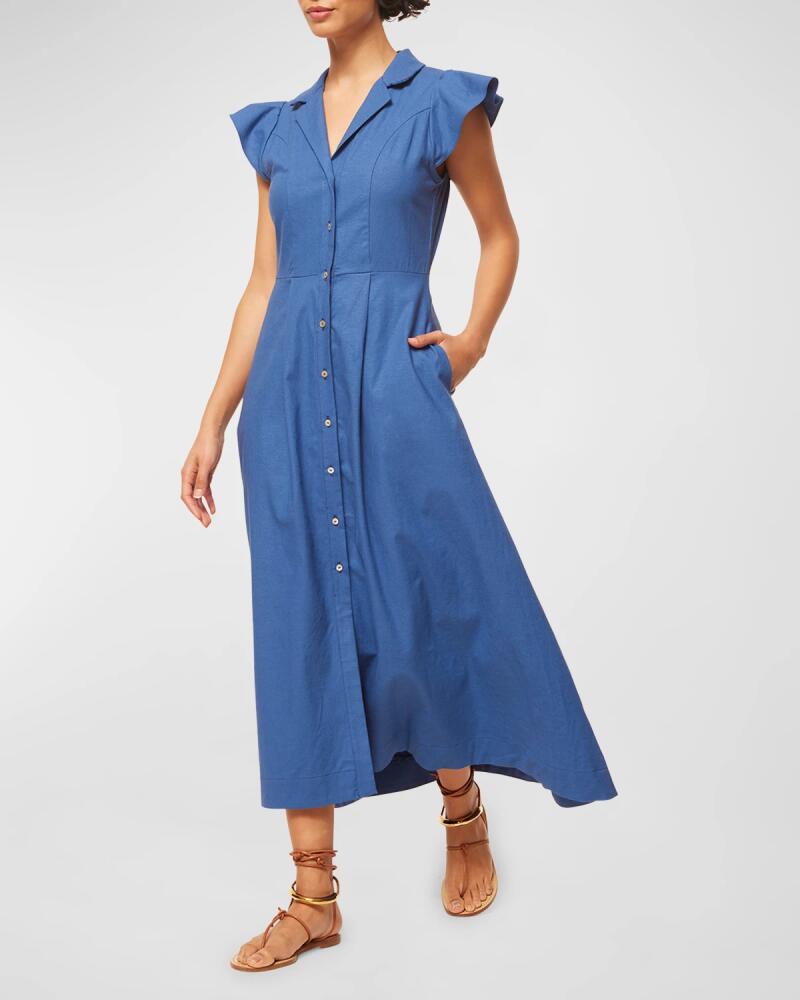 MISA Los Angeles Almaz Flutter-Sleeve Midi Shirtdress Cover