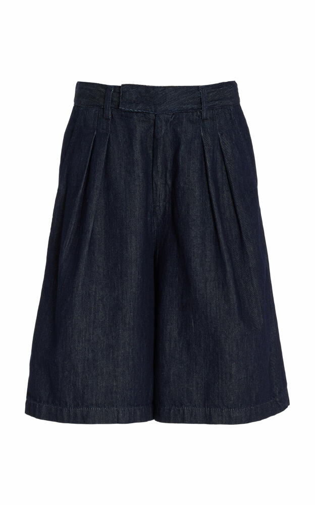 The Frankie Shop - Xavier Pleated Denim Shorts - Dark Wash Cover