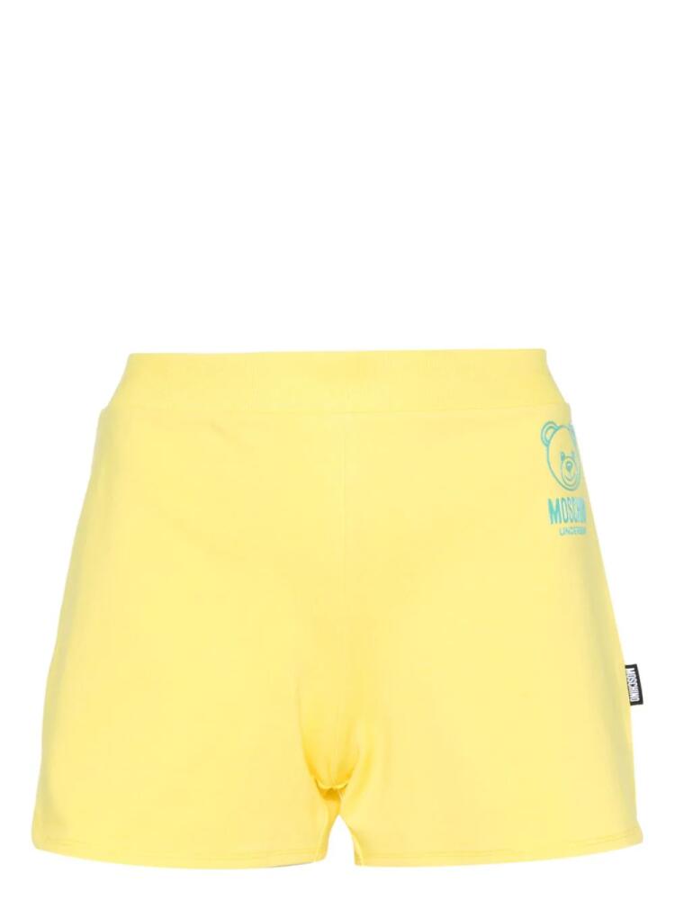 Moschino Teddy-Bear-print jersey shorts - Yellow Cover