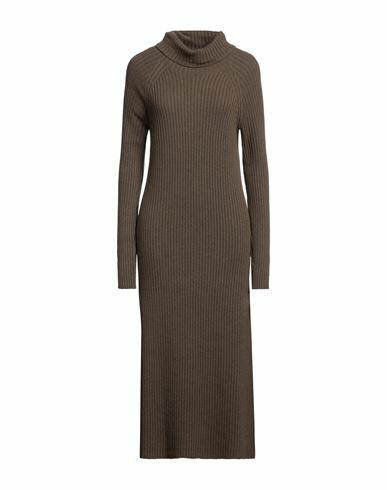 Stefanel Woman Midi dress Military green Wool, Viscose, Polyamide, Cashmere Cover