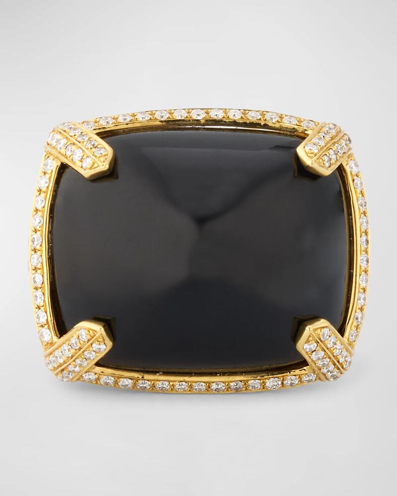 Goshwara Rock N' Roll 18K Yellow Gold Onyx Cabochon Ring with Diamonds Cover