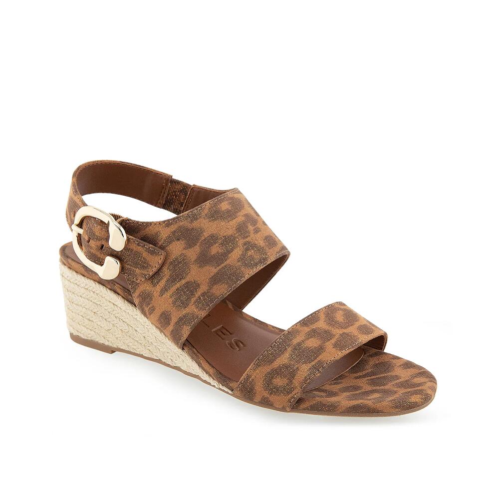 Aerosoles Wide Width Worth Espadrille Sandal | Women's | Brown Leopard Print Textile Cover