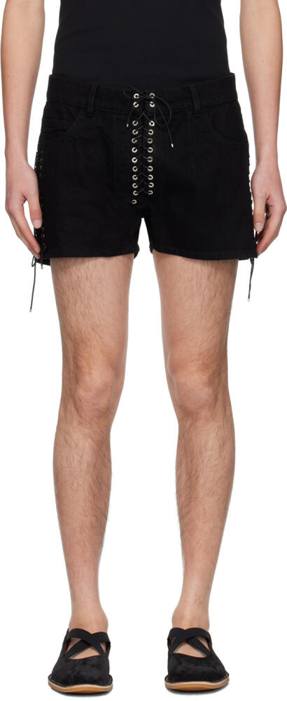 Ludovic de Saint Sernin Black Lace Up Denim Shorts Cover