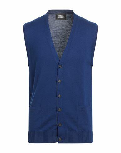 Alpha Studio Man Cardigan Bright blue Merino Wool Cover