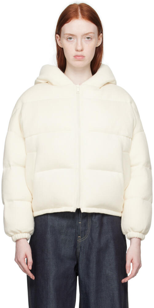 Yves Salomon Off-White Hooded Down Jacket Cover