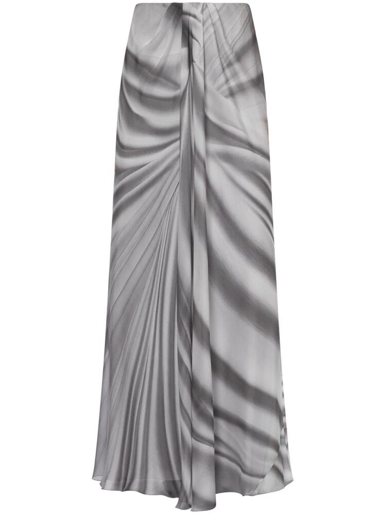 Alberta Ferretti abstract-print silk maxi skirt - Grey Cover