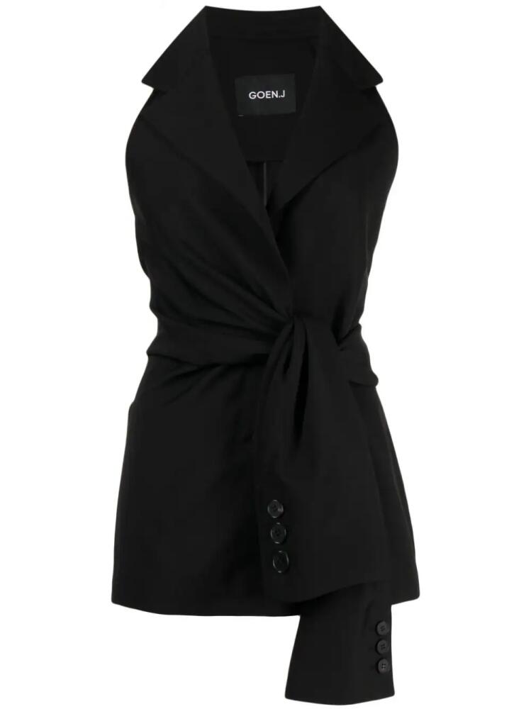 Goen.J knot-detailing sleeveless blazer - Black Cover