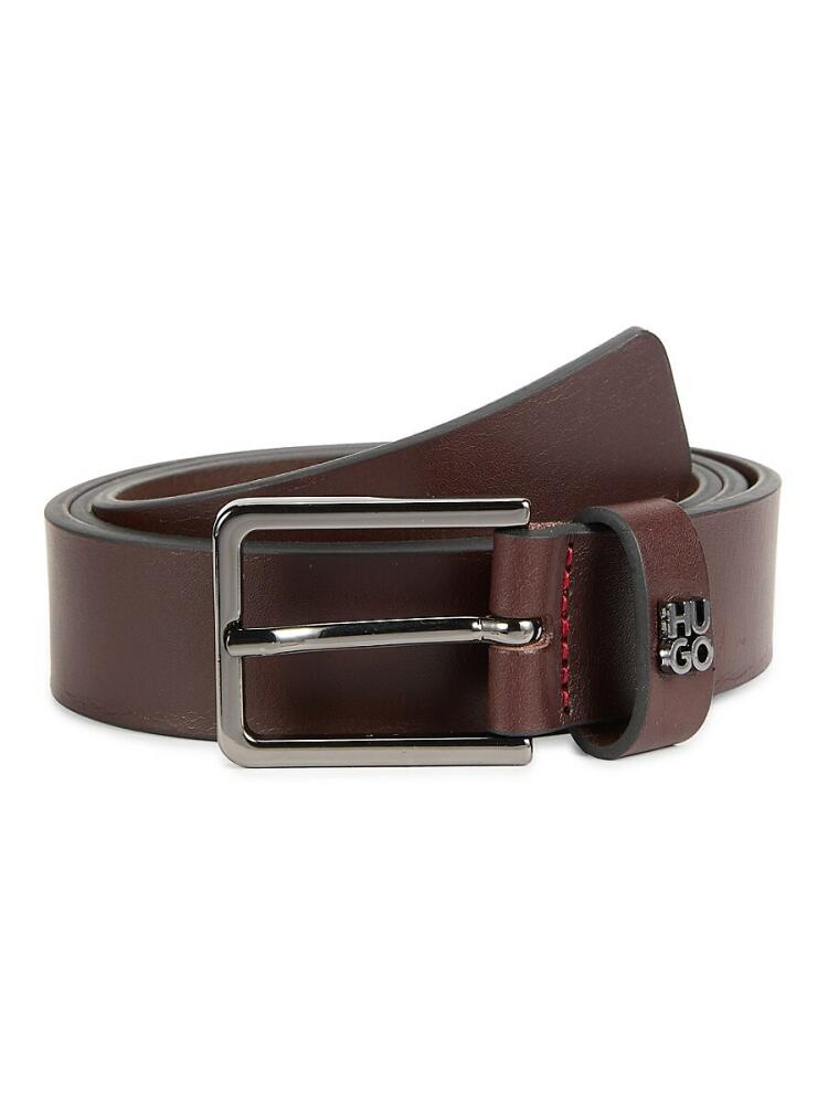 HUGO Men's Gael Leather Belt - Dark Brown Cover