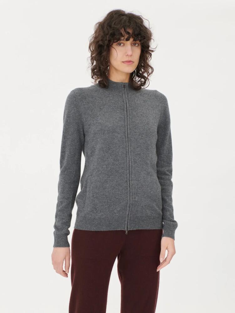 Gobi Cashmere Full-Zip Cashmere Cardigan in Plum Kitten Cover