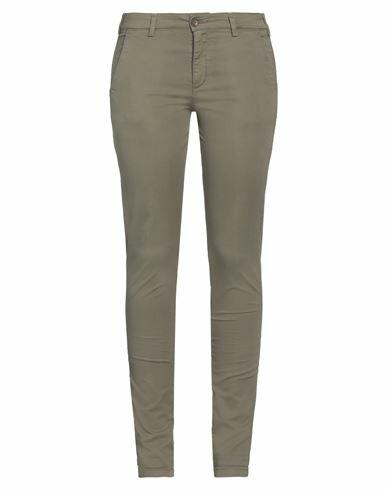 40weft Woman Pants Military green Cotton, Elastane Cover