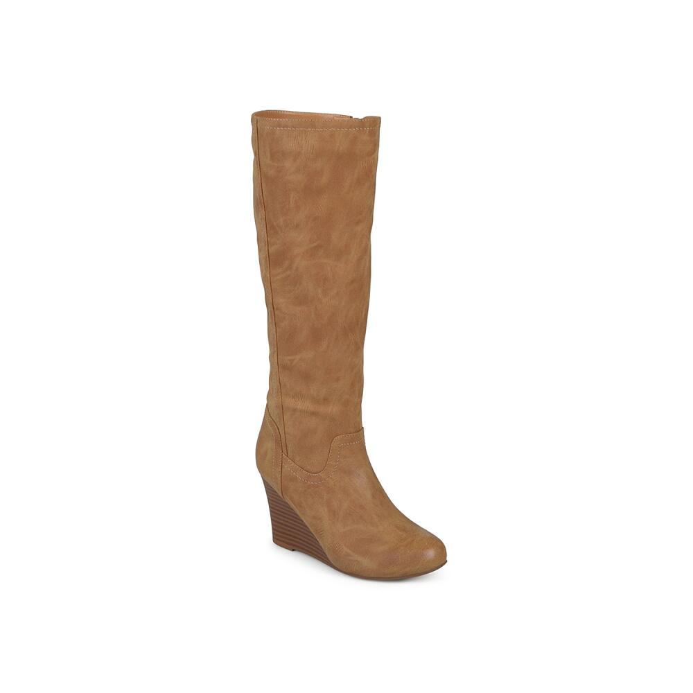 Journee Collection Langly Wide Calf Wedge Boot | Women's | Tan Cover