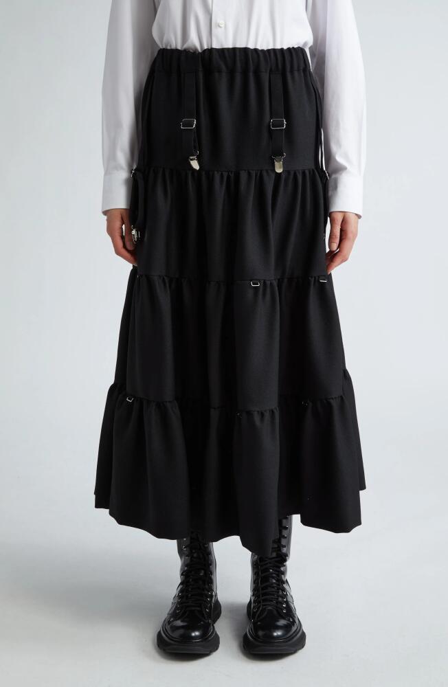 Noir Kei Ninomiya Tiered Wool Gabardine Maxi Skirt in Black Cover