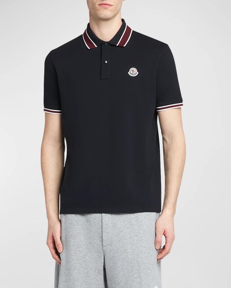 Moncler Men's Pique Stripe Polo Shirt Cover