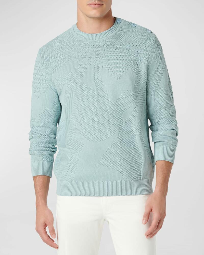 Bugatchi Men's Tonal Patterned Sweater with Button Detail Cover