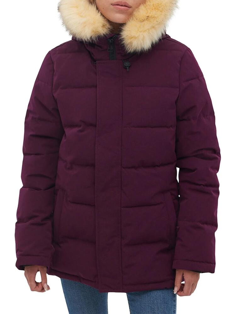 Bench. Women's Faux Fur Trim Puffer Jacket - Purple Cover