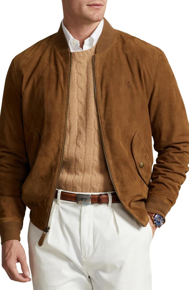 Polo Ralph Lauren Suede Bomber Jacket in Country Brown Cover