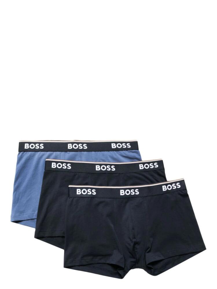 BOSS stripe-trim logo-waistband boxers (pack of three) - Blue Cover