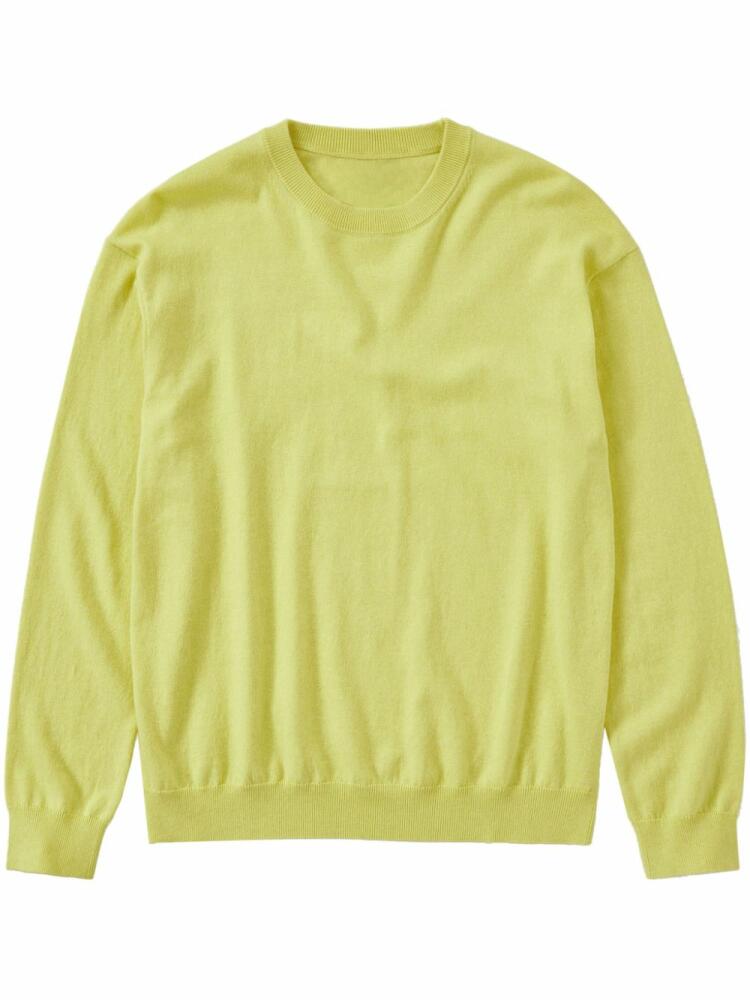 Closed crew-neck cotton jumper - Yellow Cover